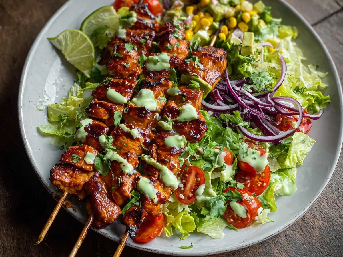 BBQ Chicken Skewer Salad with Creamy Avocado Dressing - Image 2