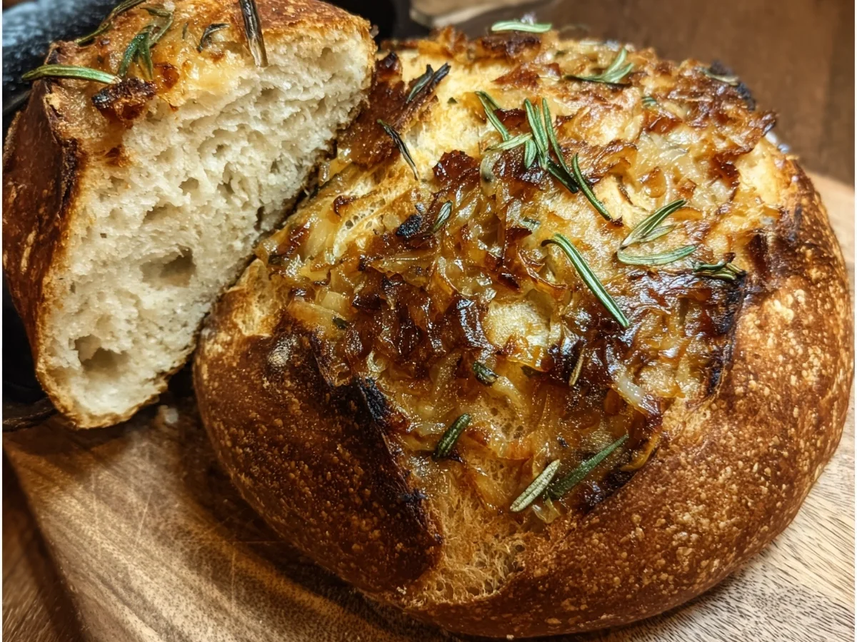 Caramelized Onion Cheddar Rosemary Sourdough Bread - Image 2