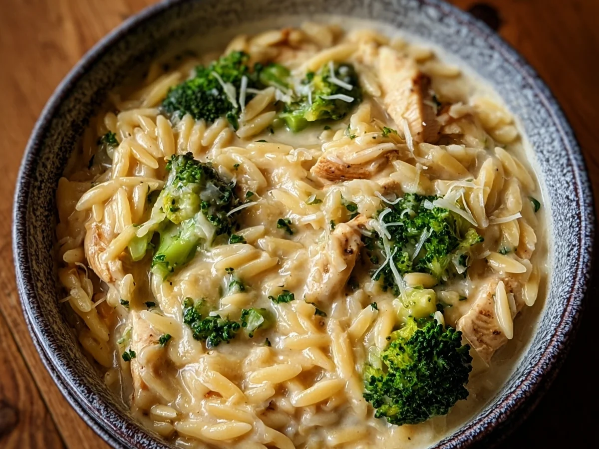 Cheesy Chicken Broccoli Orzo: Creamy One-Pot Main Dish - Image 1