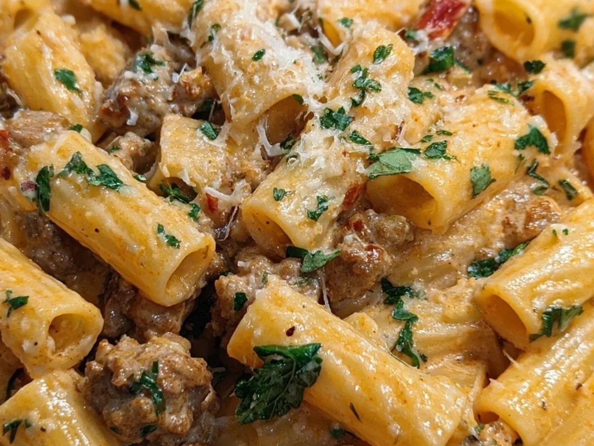 Creamy Beef Sausage Rigatoni: Easy Weeknight Dinner - Image 1