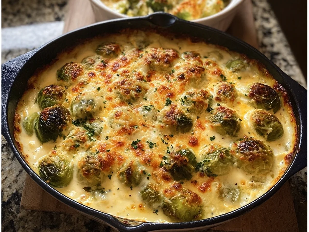 Creamy Cheesy Brussels Sprouts Bake: Heavenly Side - Image 1