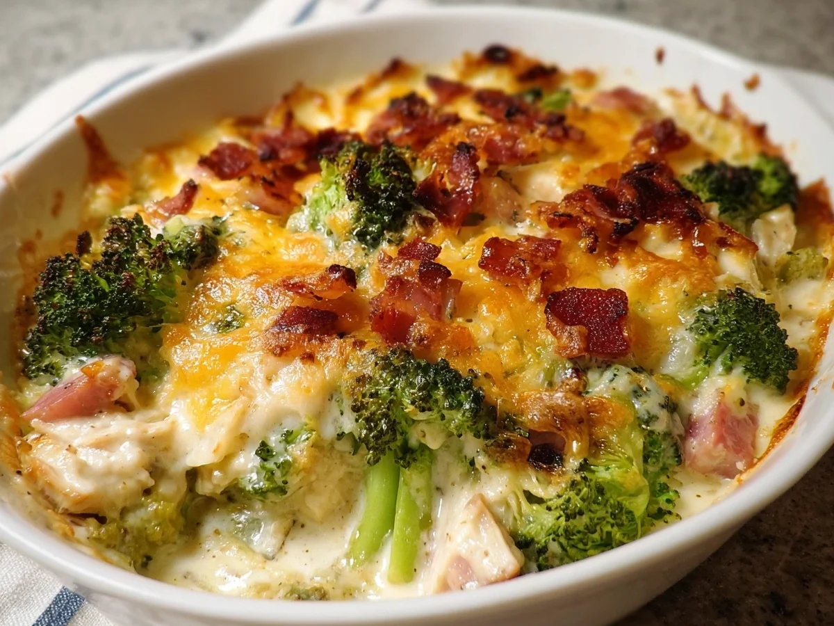 Creamy Low Carb Chicken Casserole with Broccoli & Ham - Image 1