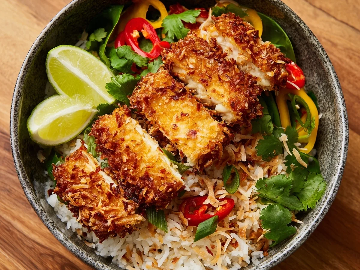 Crispy Coconut Crusted Tofu Bowl for Dinner - Image 2