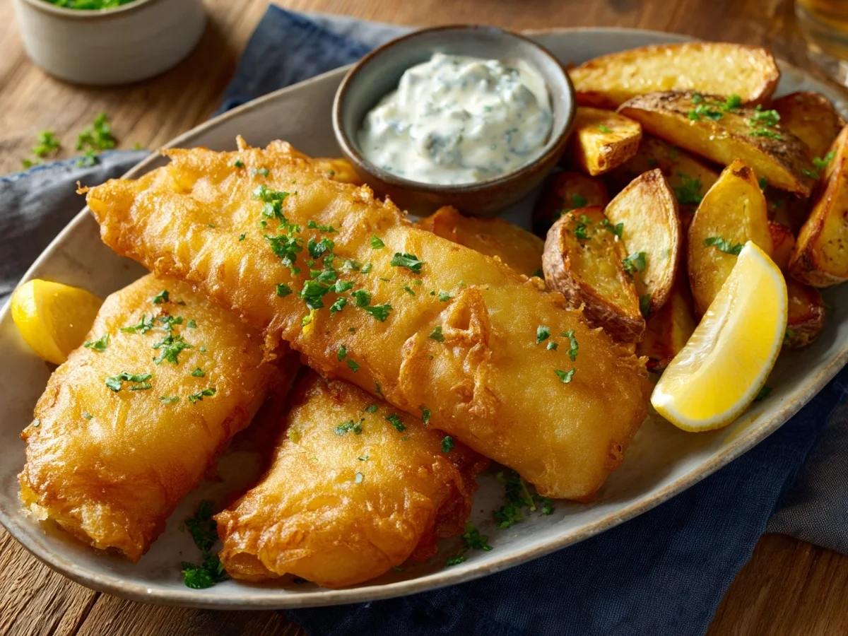 Crispy Non-alcoholic Beer Battered Fish & Chips - Image 1