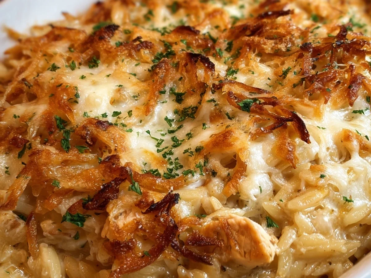 French Onion Chicken Orzo Casserole - Image 2