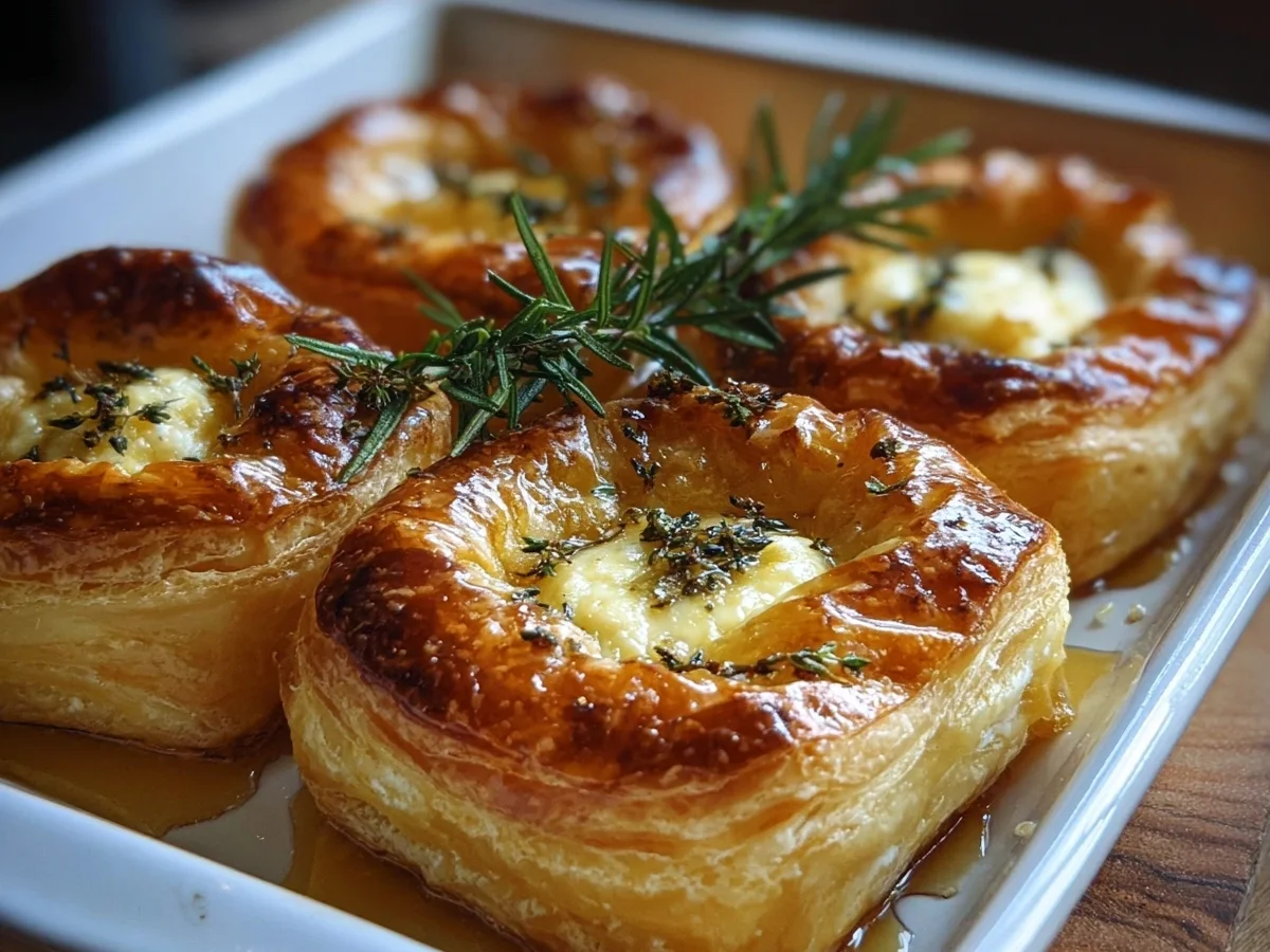 Golden Cheese-Stuffed Puff Pastry with Rosemary & Honey - Image 1