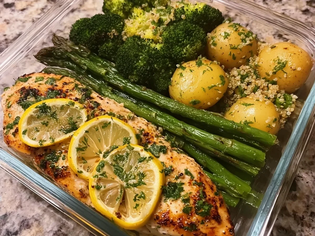 Healthy Lemon Garlic Chicken Meal Prep Bowls - Image 1