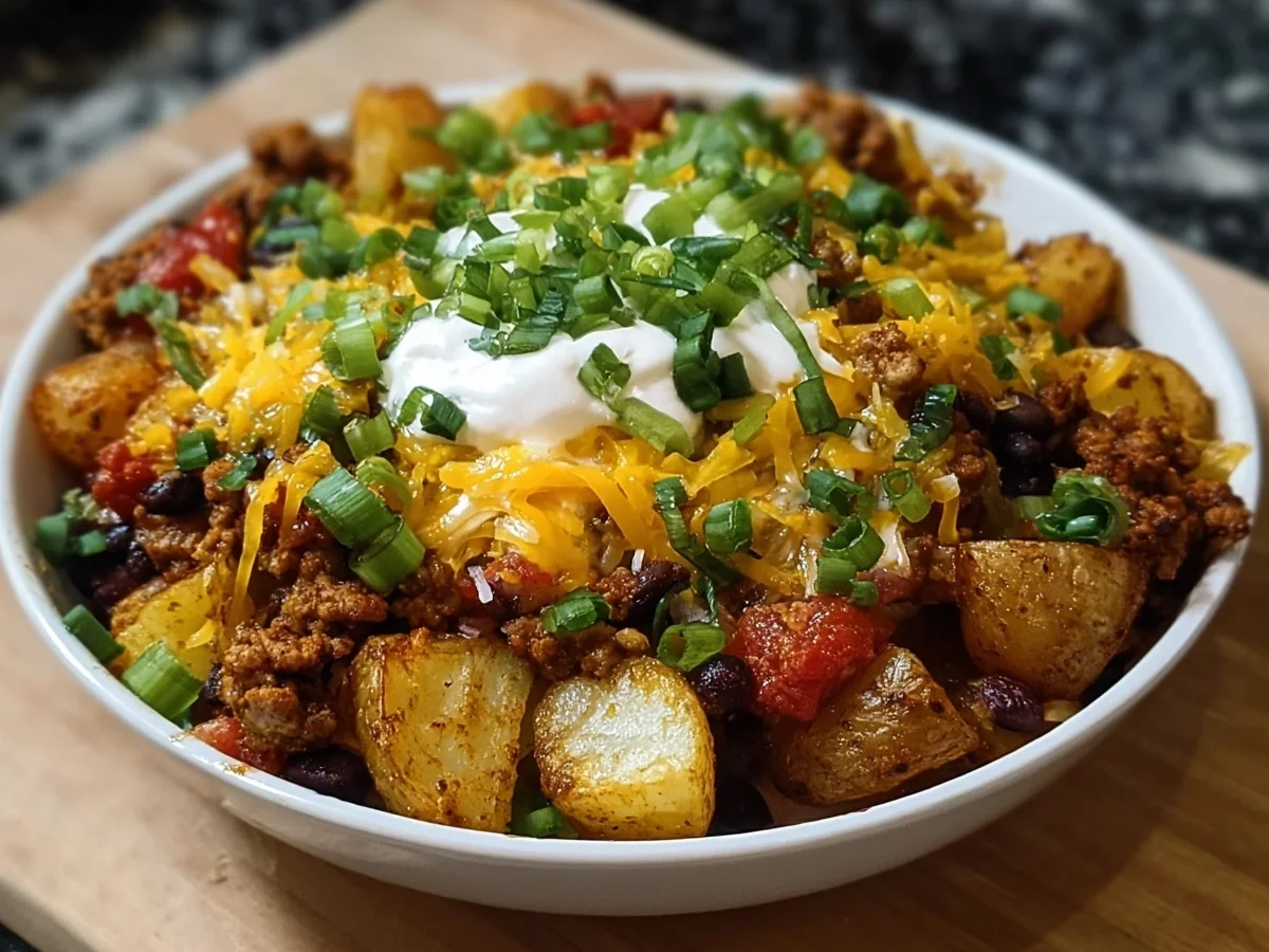 High Protein Loaded Potato Taco Bowl for Dinner - Image 1