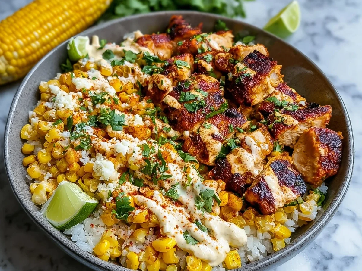 High Protein Street Corn Chicken Rice Bowl | Meal Prep - Image 1