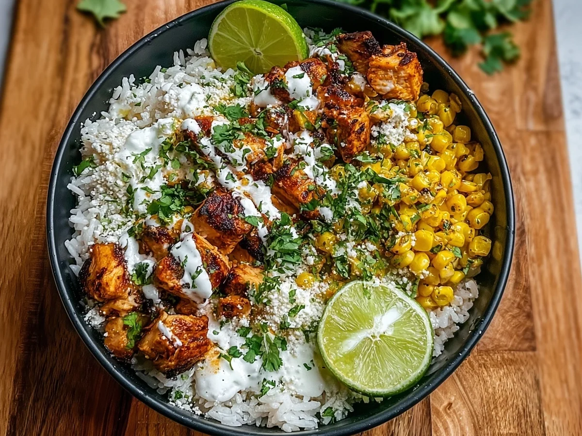 High Protein Street Corn Chicken Rice Bowl | Meal Prep - Image 2