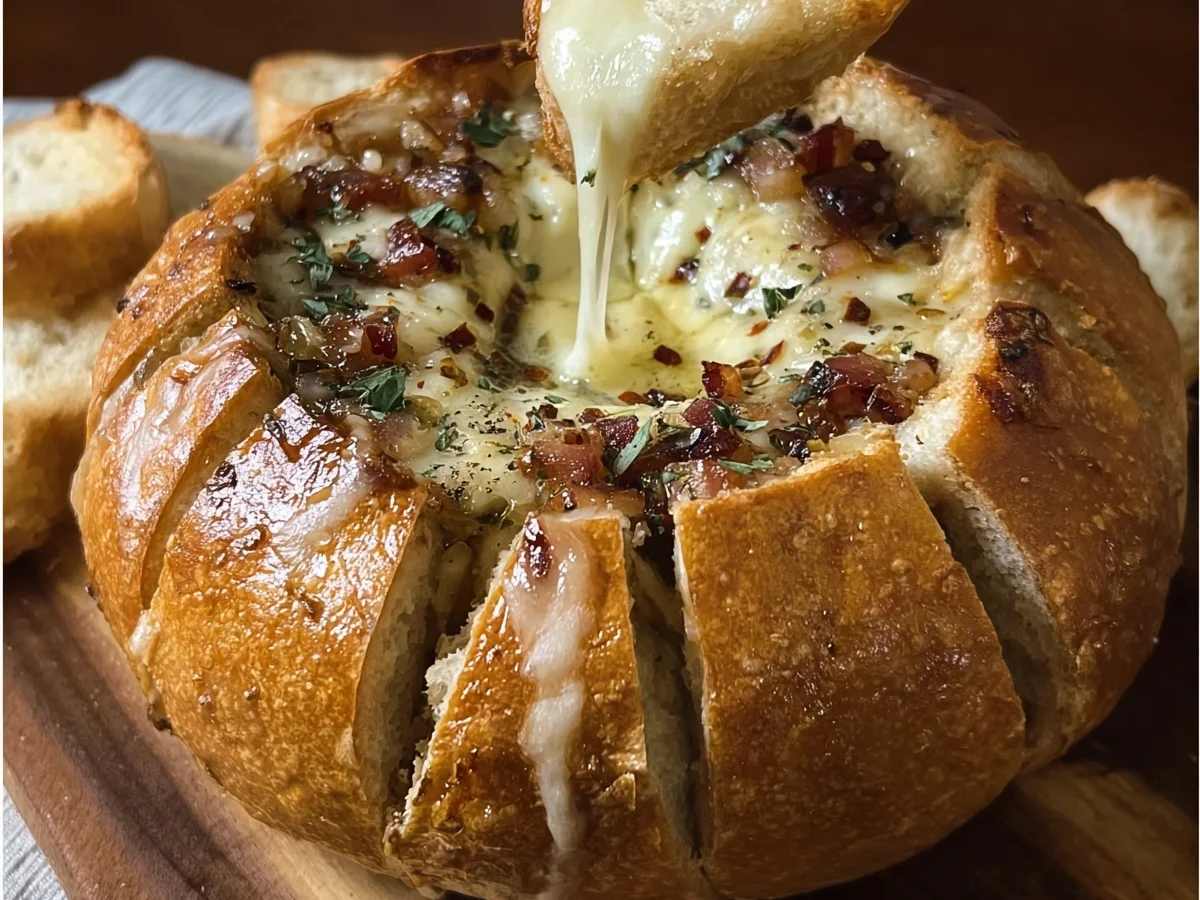 Hot Honey Baked Brie Bread Bowl Appetizer - Image 2