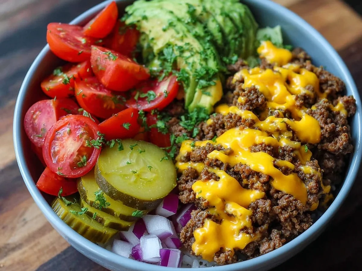 Low-Carb Cheeseburger Bowls: High-Protein Meal Prep - Image 1