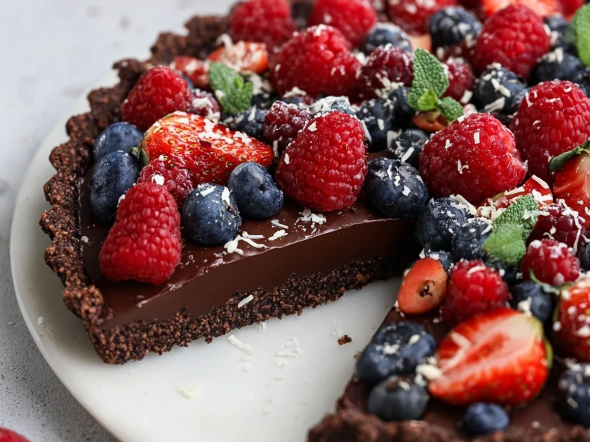 No Bake Chocolate Berry Tart: Gluten-Free & Vegan - Image 1