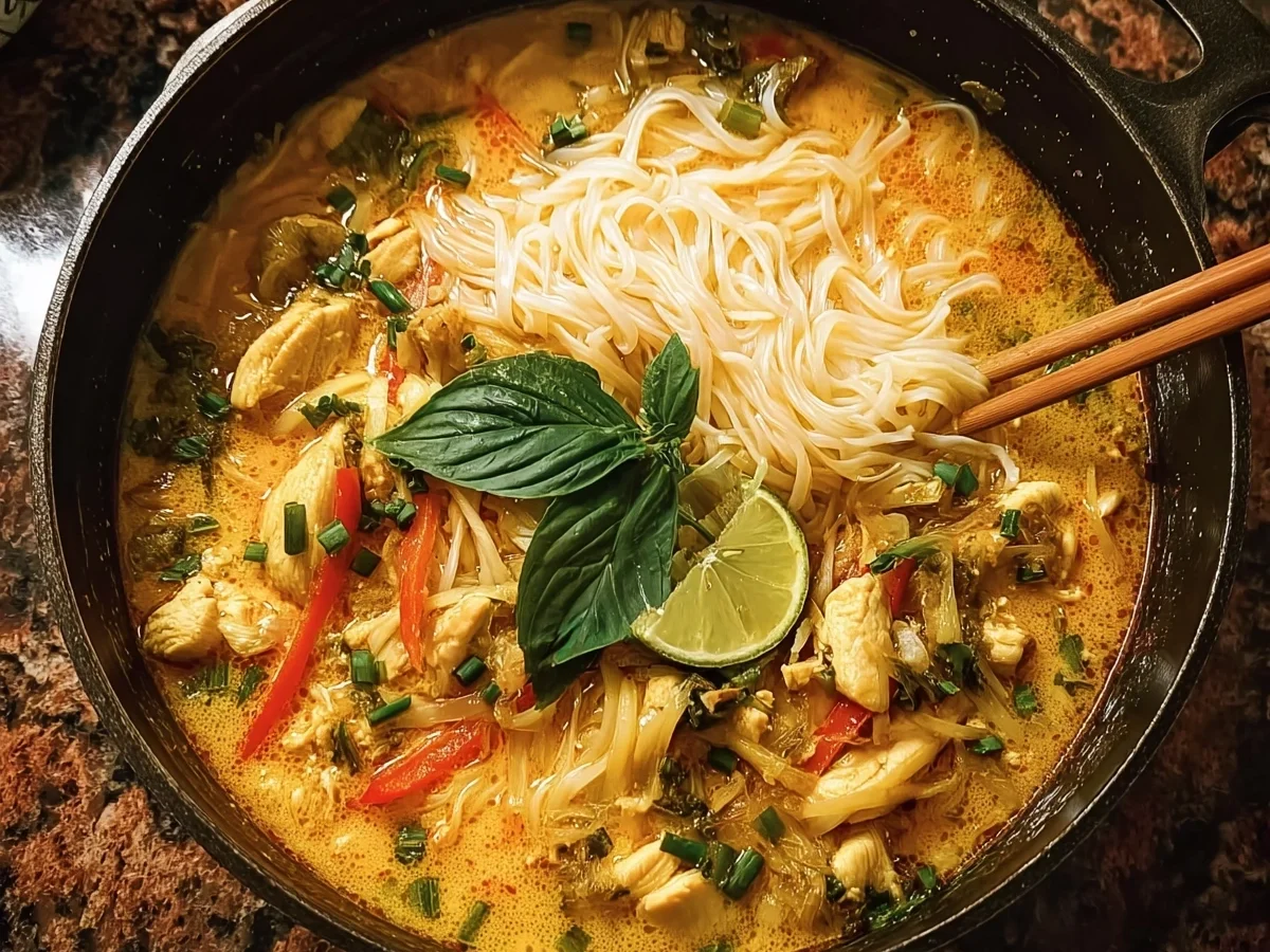 Simple Thai Coconut Chicken Noodle Soup - Image 2