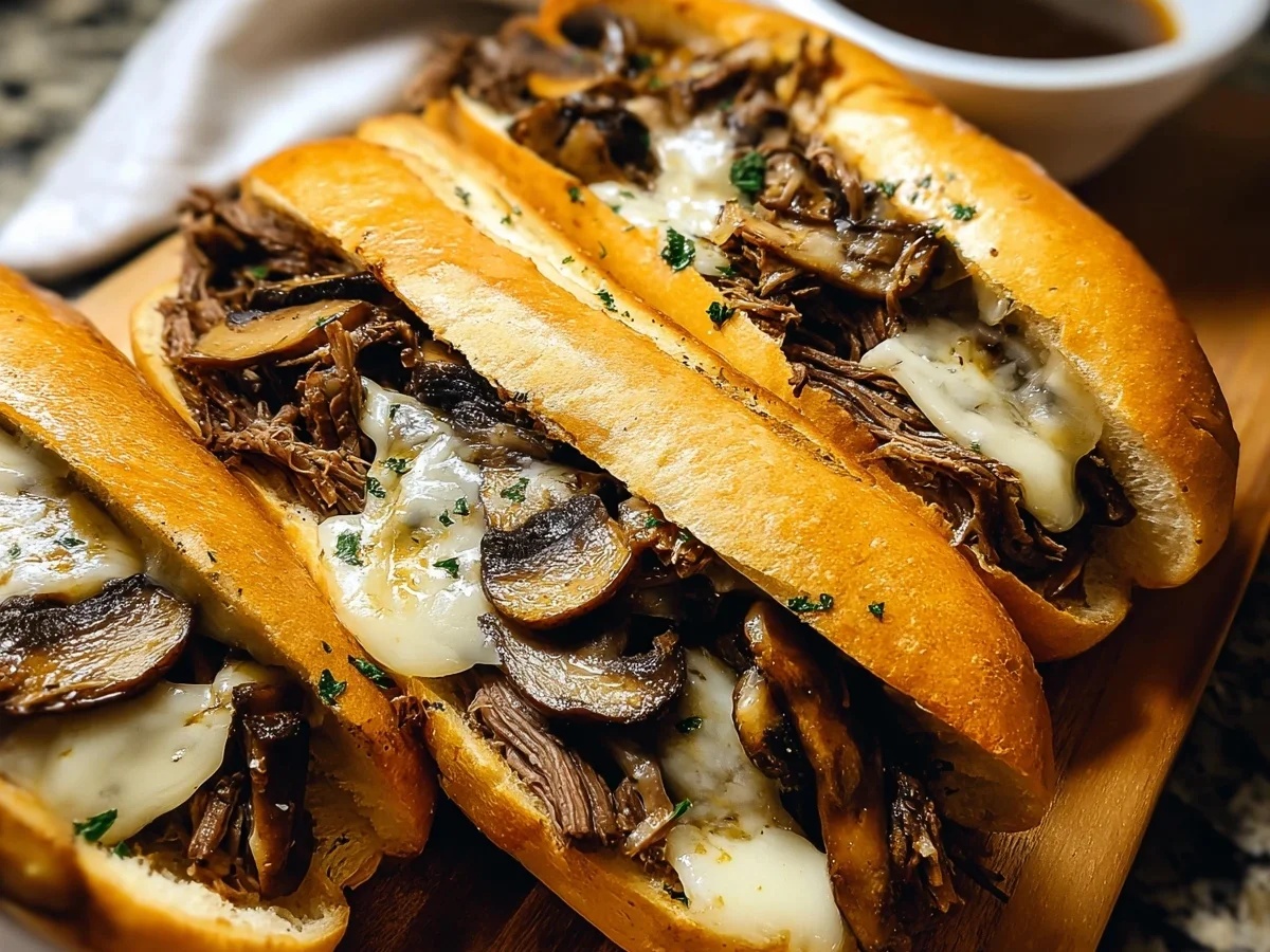 Slow Cooker French Dip Sandwiches with Garlic Mushrooms - Image 2