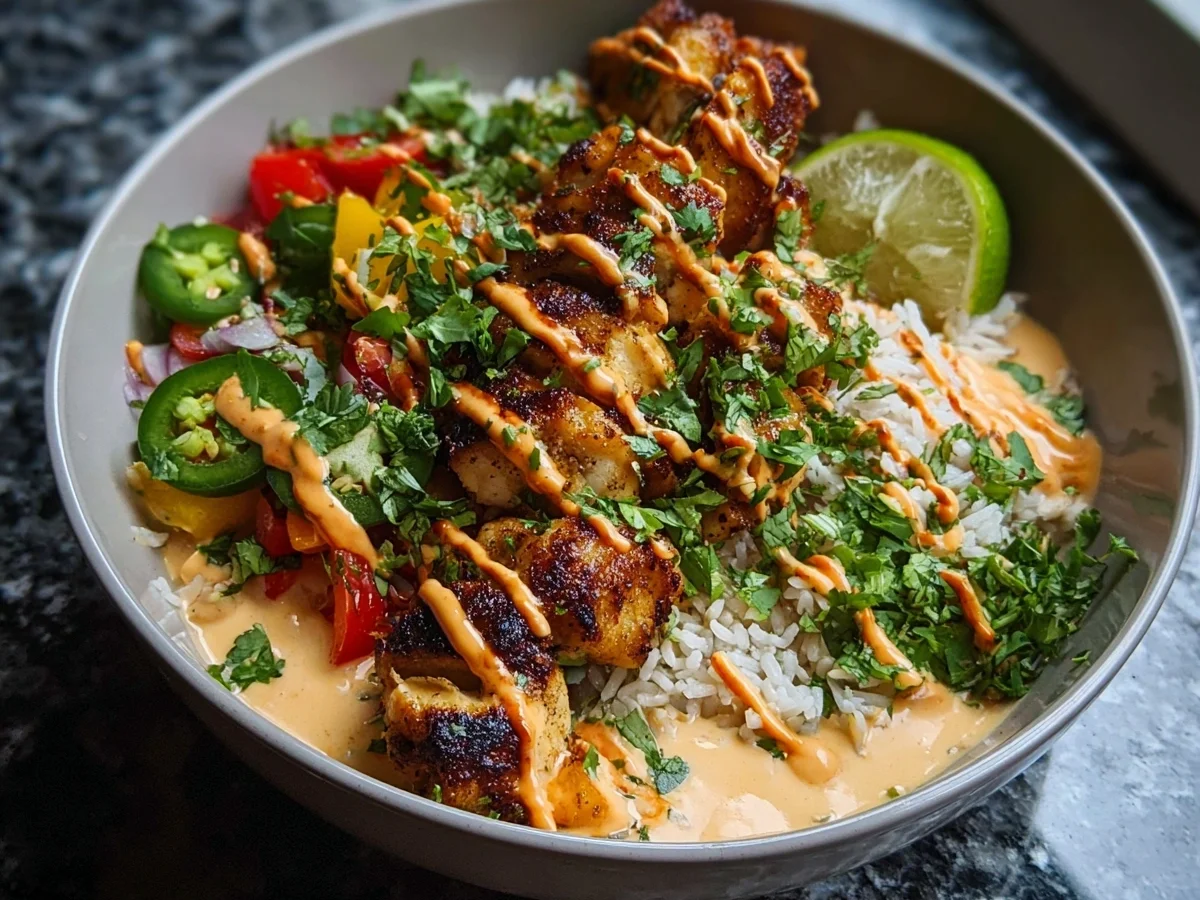 Sweet Chili Chicken Bowl with Zesty Coconut Lime Drizzle - Image 1
