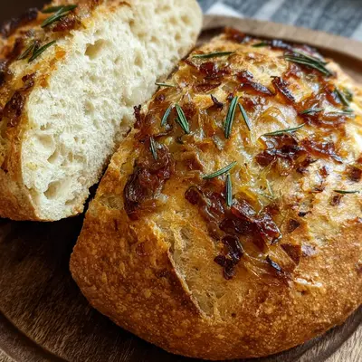 Caramelized Onion Cheddar Rosemary Sourdough Bread