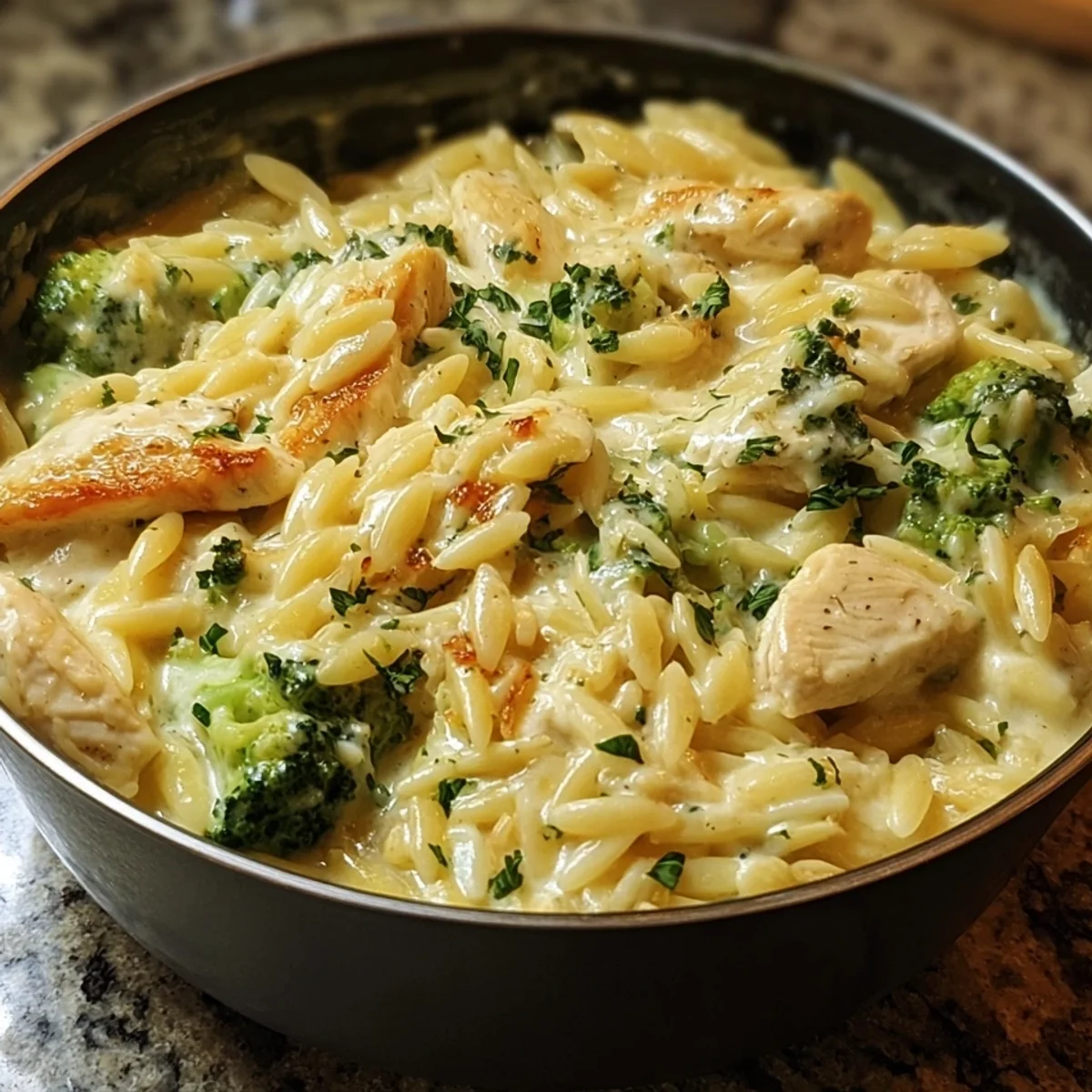 Cheesy Chicken Broccoli Orzo: Creamy One-Pot Main Dish