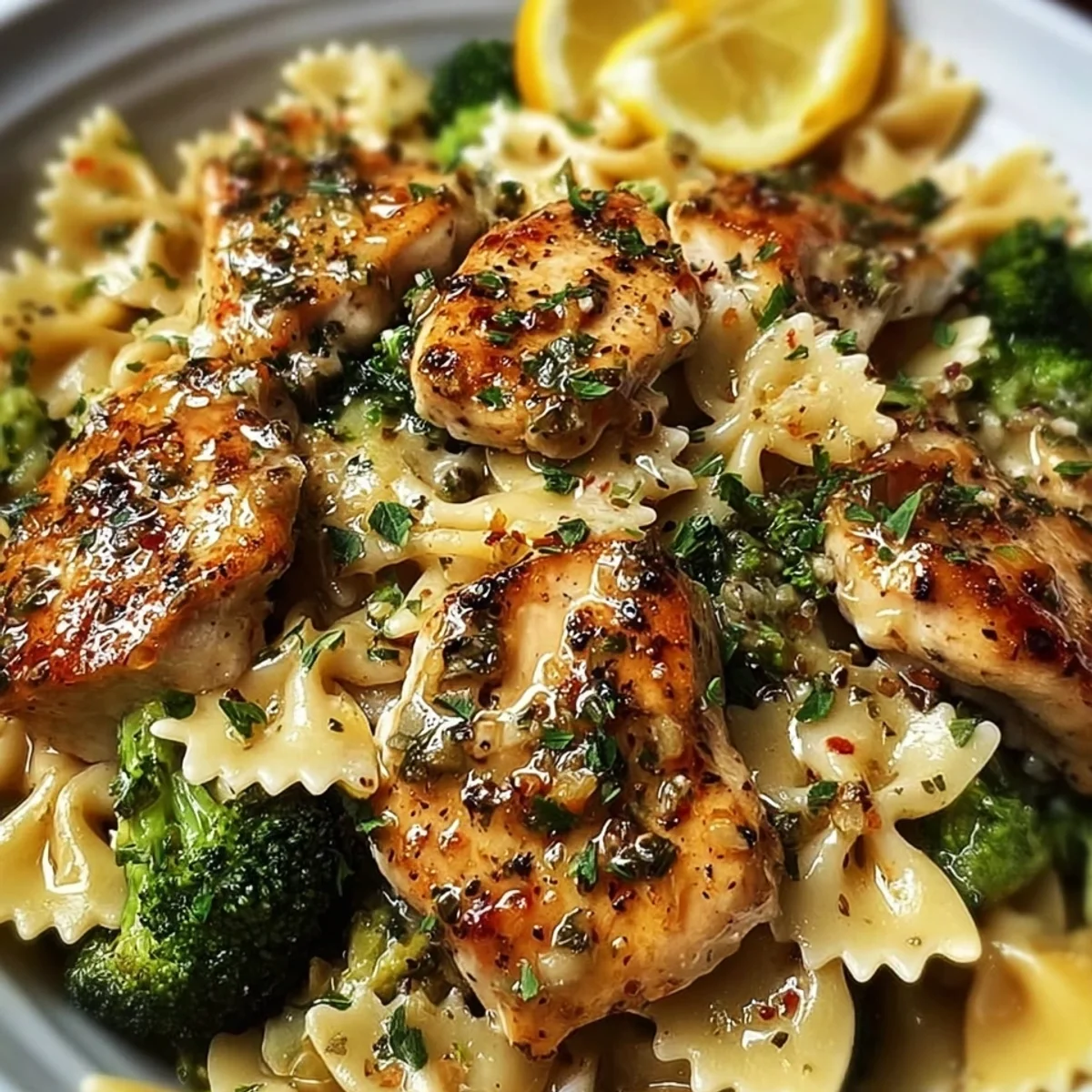 Cowboy Butter Lemon Bowtie Chicken with Broccoli