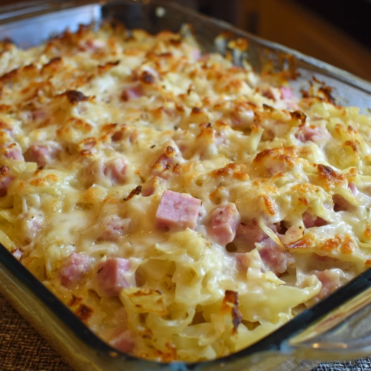 Creamy Cabbage Casserole with Turkey Ham