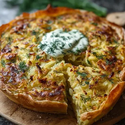 Crispy Cabbage Pie with Dill Cream Sauce
