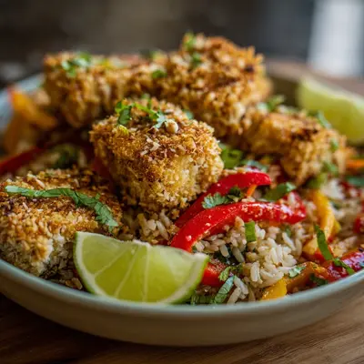 Crispy Coconut Crusted Tofu Bowl for Dinner