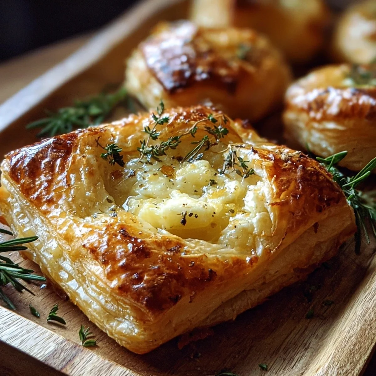 Golden Cheese-Stuffed Puff Pastry with Rosemary & Honey