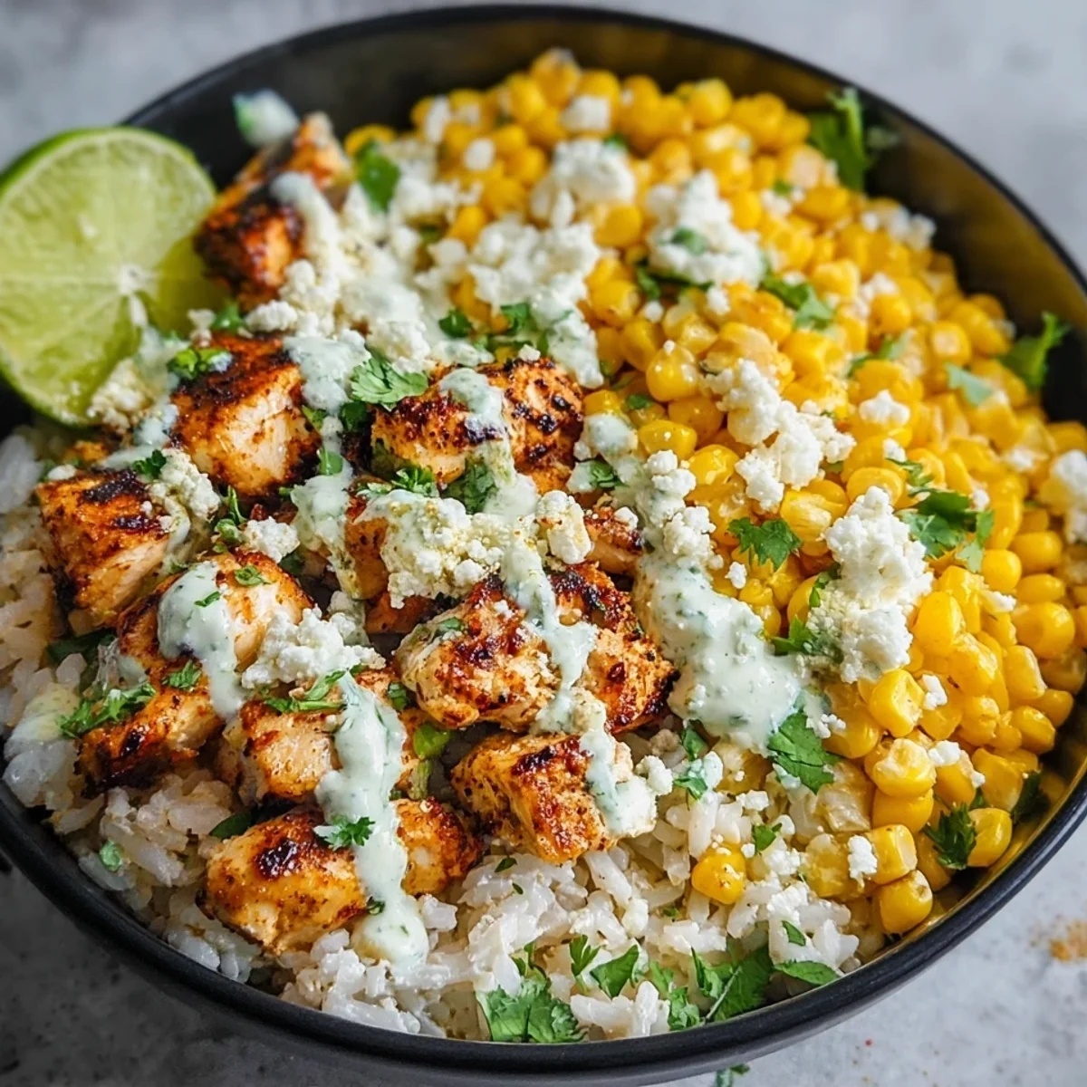High Protein Street Corn Chicken Meal Prep Bowls