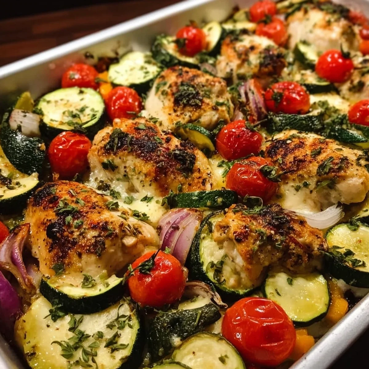Mediterranean Chicken Zucchini Bake | Easy One-Pan