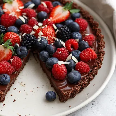 No Bake Chocolate Berry Tart: Gluten-Free & Vegan