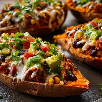 Protein Loaded Sweet Potato Boats: High-Protein Meal