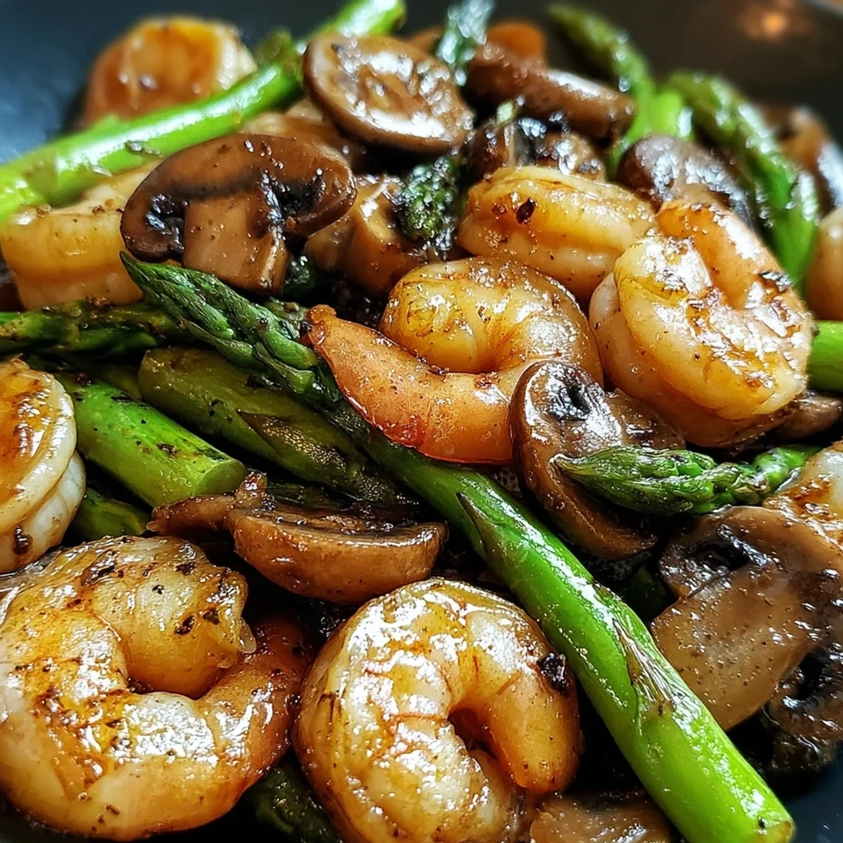 Quick Shrimp Asparagus Stir-Fry with Mushrooms