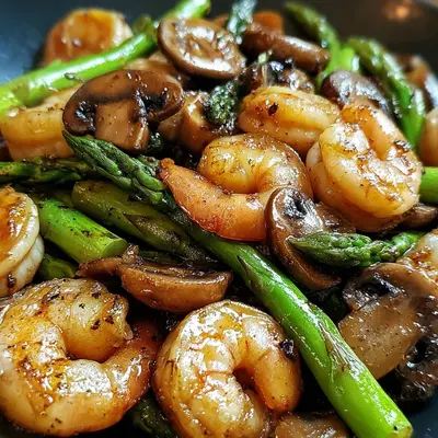 Quick Shrimp Asparagus Stir-Fry with Mushrooms