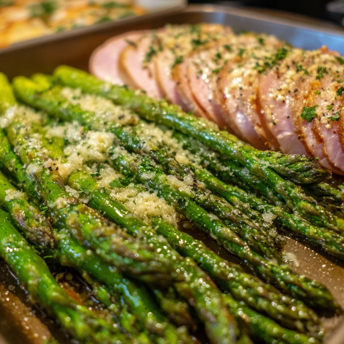 Roasted Parmesan Asparagus & Turkey Ham Dinner