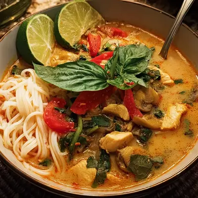 Simple Thai Coconut Chicken Noodle Soup