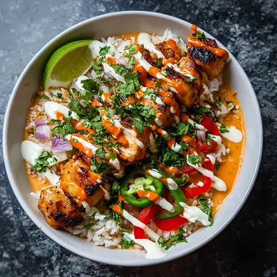 Sweet Chili Chicken Bowl with Zesty Coconut Lime Drizzle