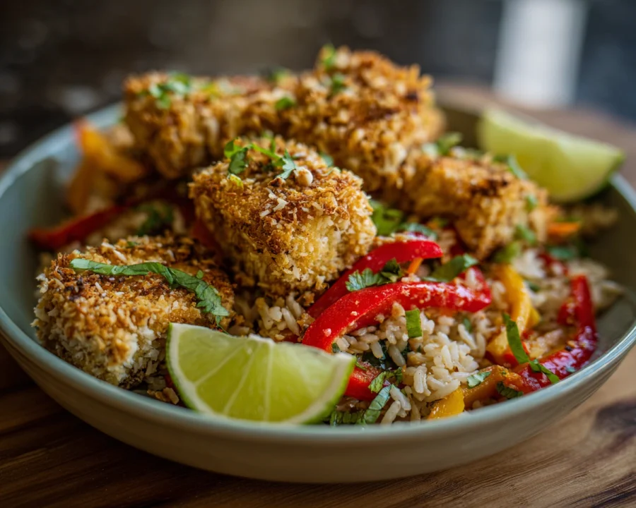 Crispy Coconut Crusted Tofu Bowl for Dinner