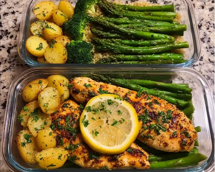 Healthy Lemon Garlic Chicken Meal Prep Bowls
