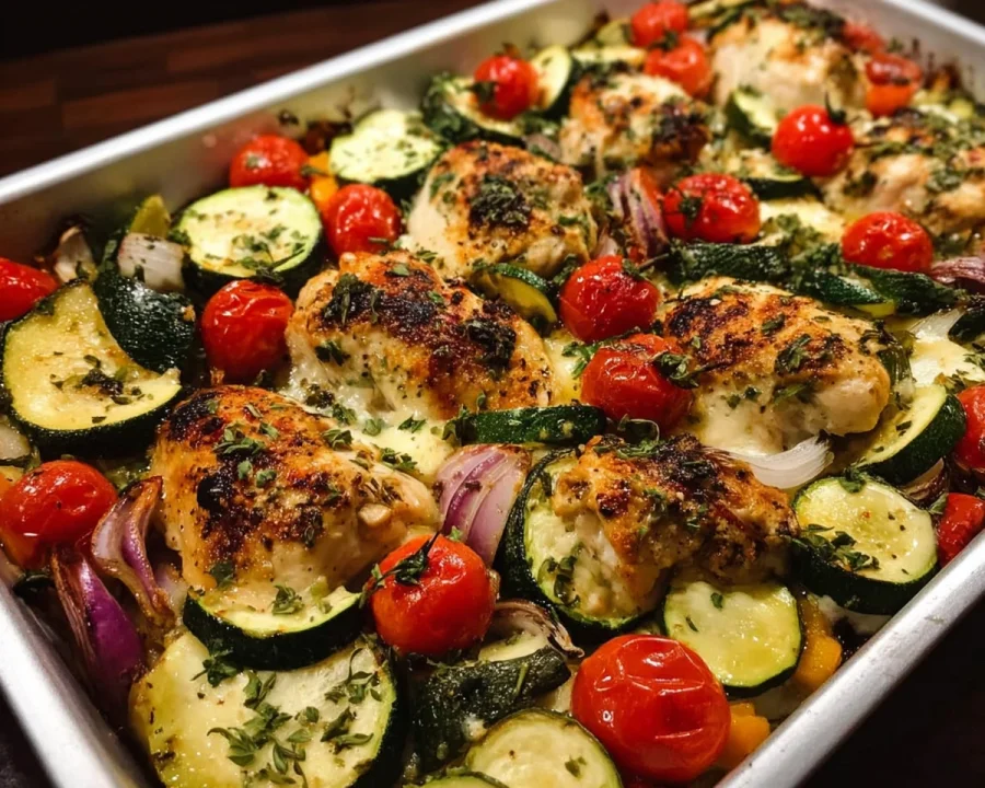 Mediterranean Chicken Zucchini Bake | Easy One-Pan
