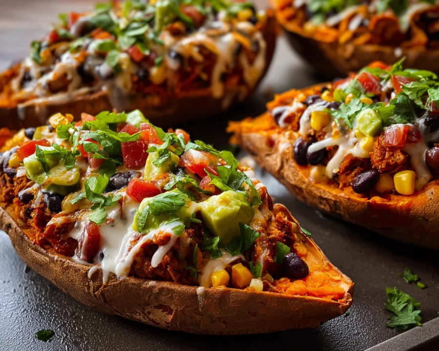 Protein Loaded Sweet Potato Boats: High-Protein Meal