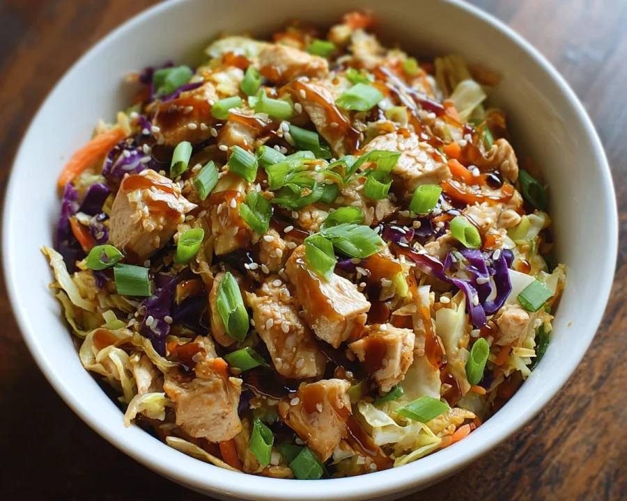 Quick Egg Roll Bowls with Chicken & Cabbage