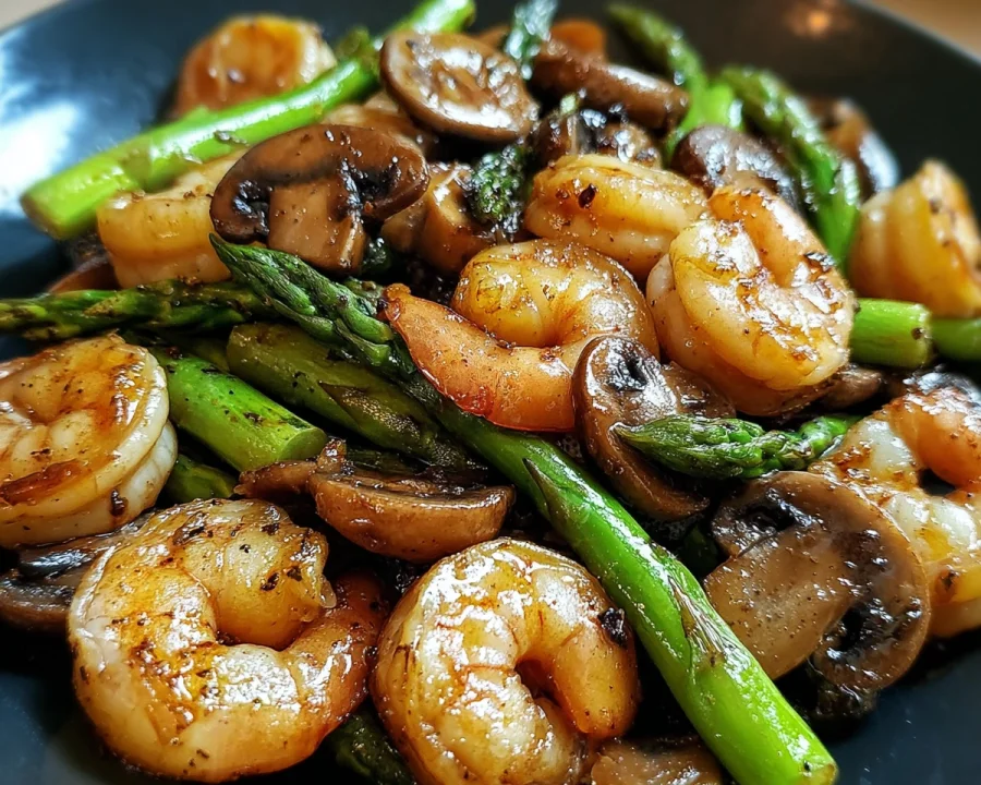 Quick Shrimp Asparagus Stir-Fry with Mushrooms