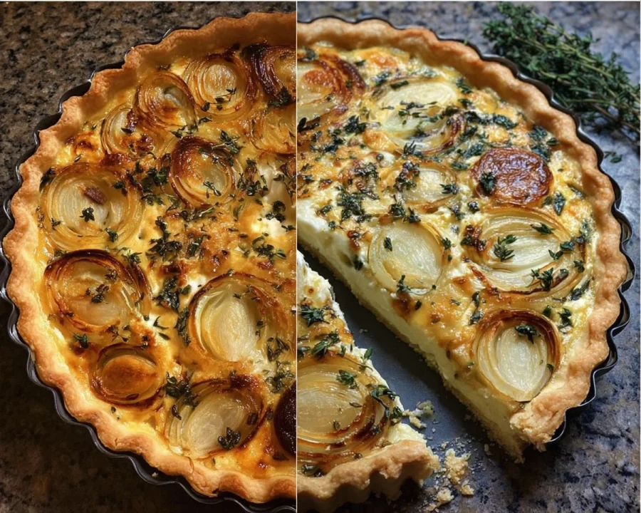 Savory Onion & Herb Tart with Creamy Cheese