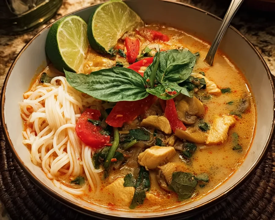 Simple Thai Coconut Chicken Noodle Soup