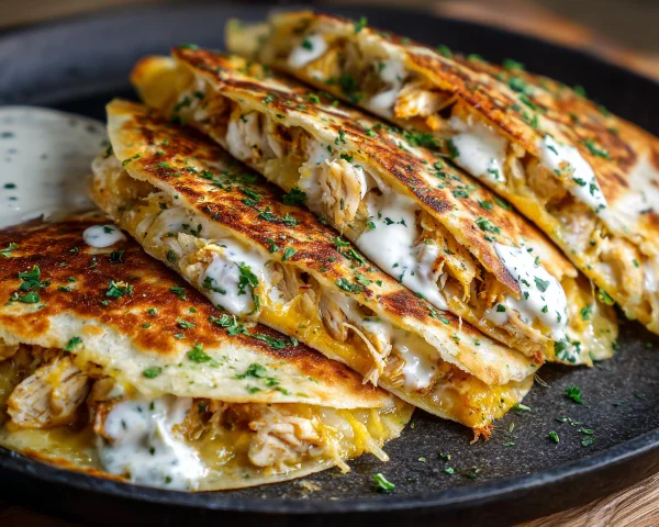 High-Protein Chicken Ranch Quesadilla: Crispy & Low-Carb