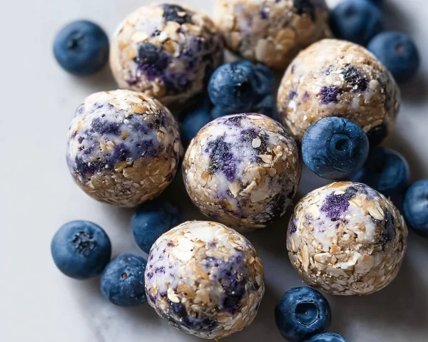 No-Bake Blueberry Cheesecake Protein Bites