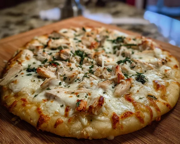 Roasted Garlic White Chicken Pizza: High Protein Meal Prep
