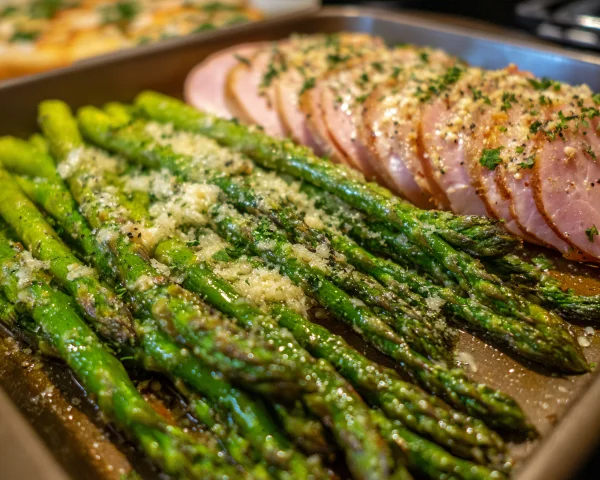 Roasted Parmesan Asparagus & Turkey Ham Dinner