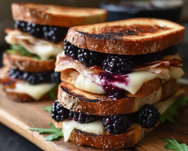 Sweet & Savory Blackberry Brie & Turkey Bacon Sandwich